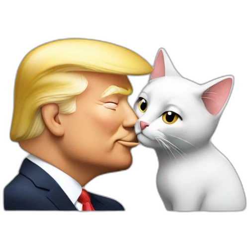trump kissing a cat emoji