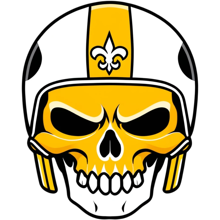 skull wearing New Orleans Saints helmet in black and gold emoji