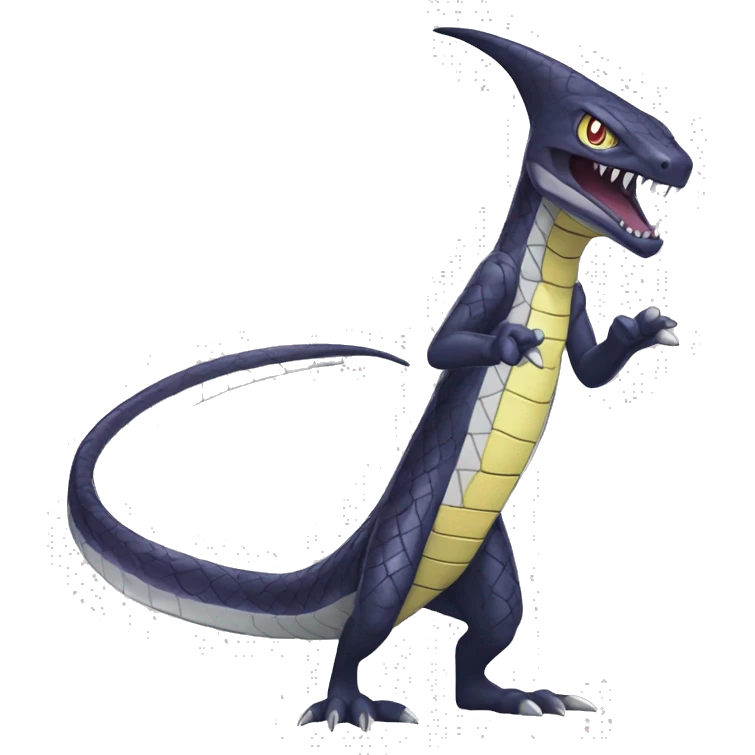 Cool Edgy Seviper-Sharpedo-Gabite Fakémon Digimon with Edgy markings, full body, outlined emoji
