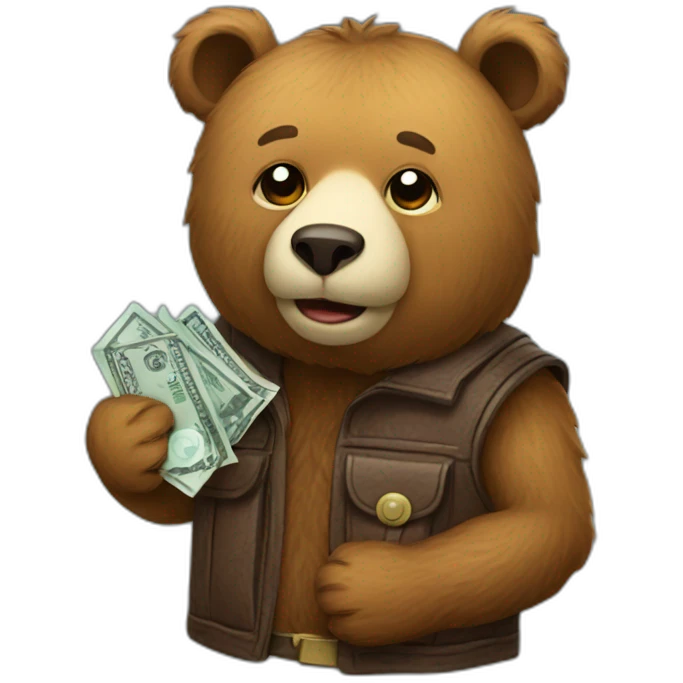 Bear with wallet crypto emoji
