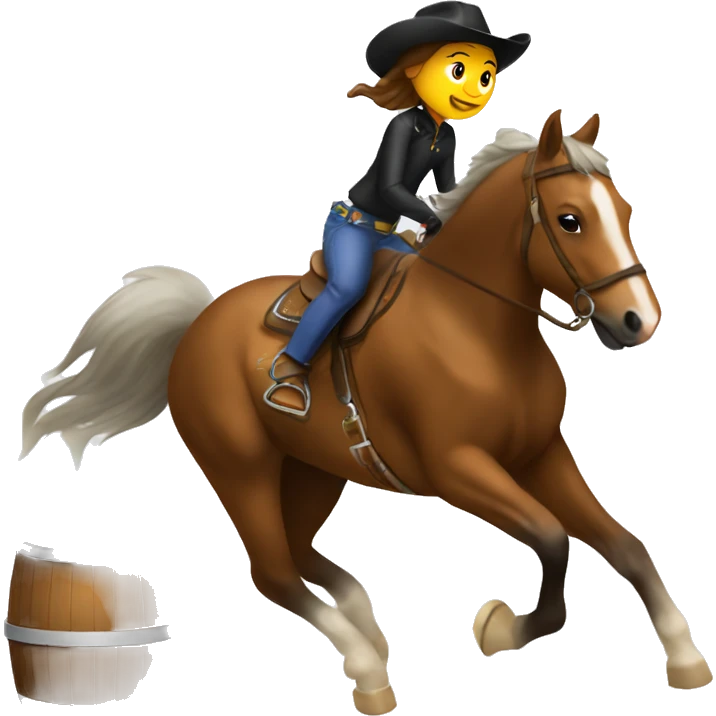 Girl riding horse doing barrel racing emoji