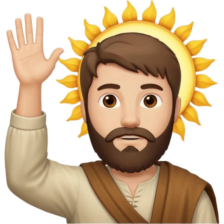 joshua bible chracter bearded man raising his hand stopping the sun emoji