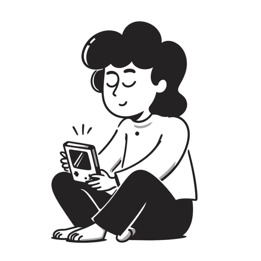 A person plays with the gameboy emoji