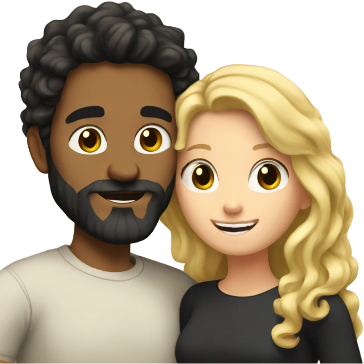 white man with black wavy hair and a beard hugging a girl with blonde wavy hair  emoji