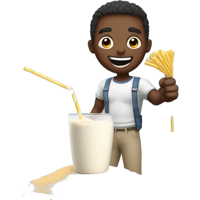 emoji excited about a big pile of calcium carbonate powder in front of him while holding a straw emoji