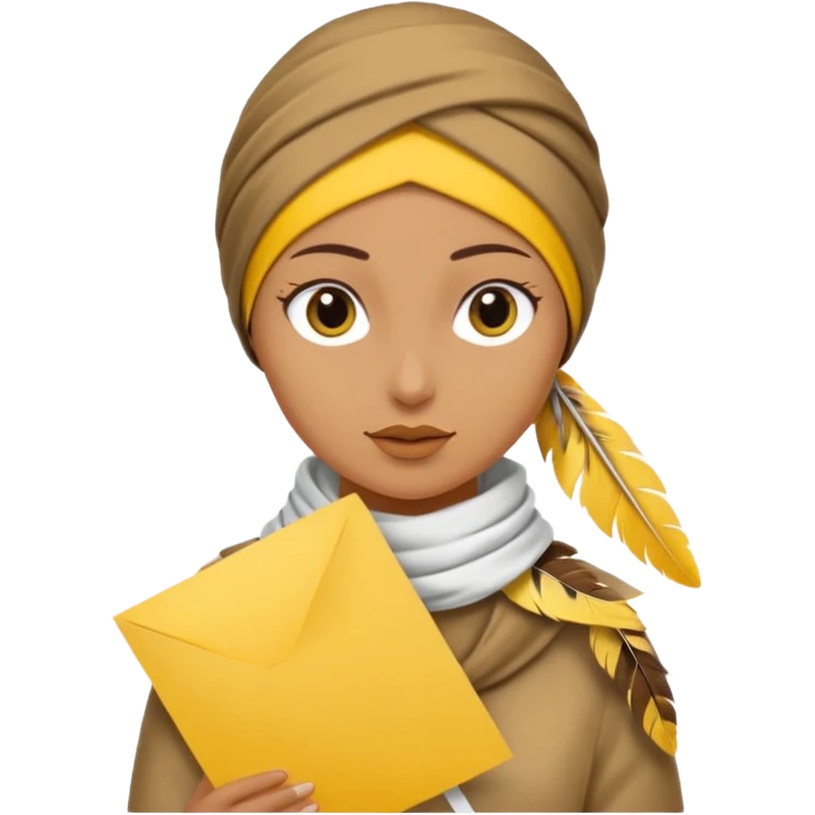 truthahnvogel with headscarf (no human) holding yellow paper emoji