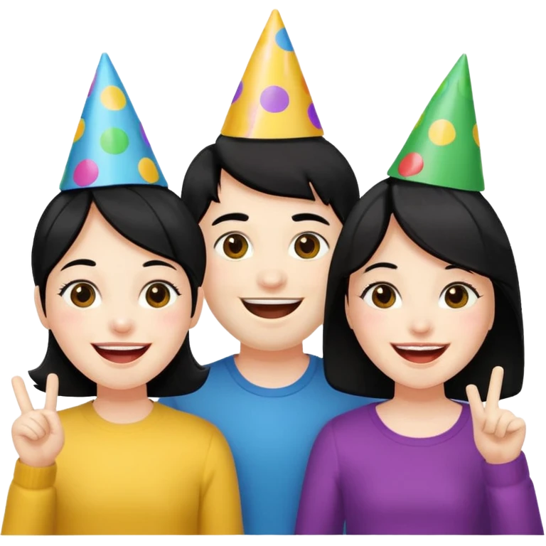 4 people with black hair and white skin emoji