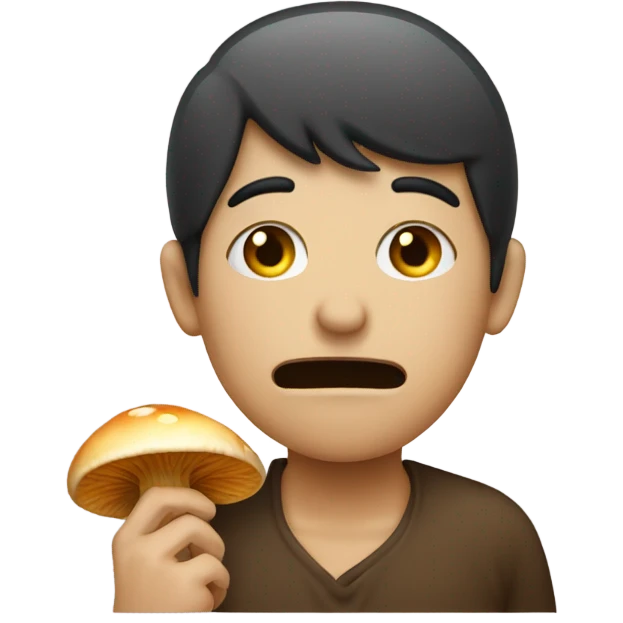 Someone eating a mushroom and crying  emoji