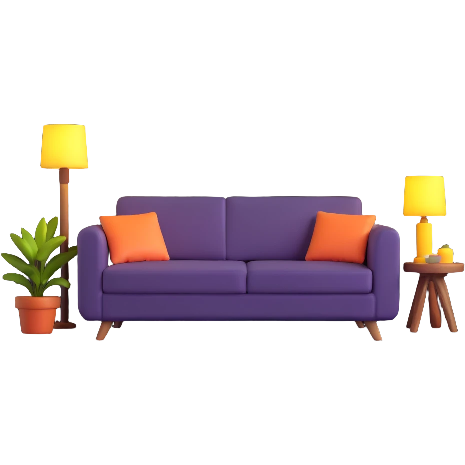 relaxing chill zone with comfy sofa and mood lighting emoji