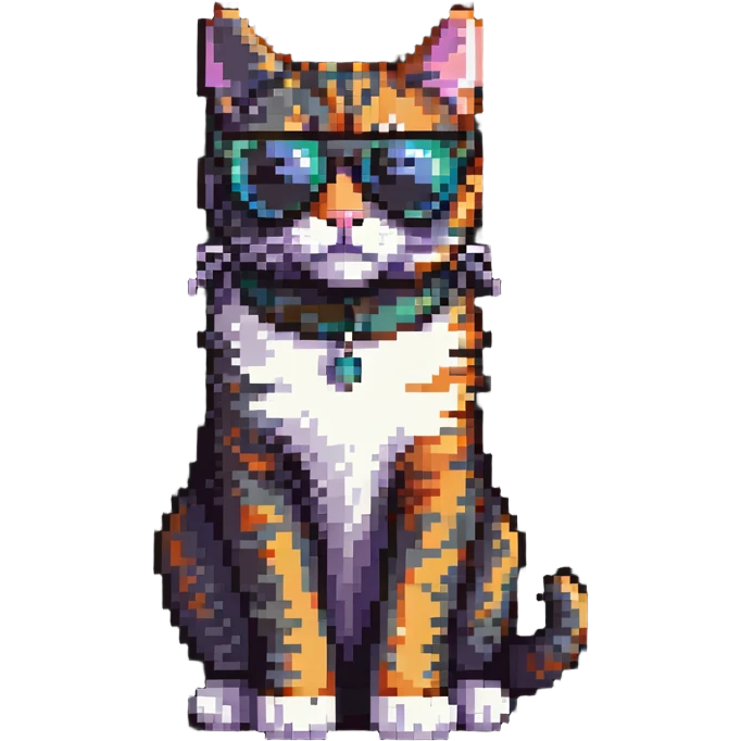 cool cat with sunglasses sitting pose emoji