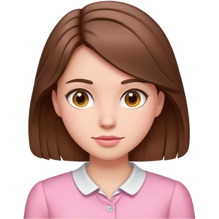 Menina de cabelos castanhos e de blusa rosa  emoji