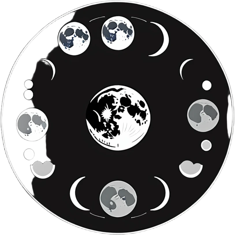 moon phases in a cycle showing lunar month emoji