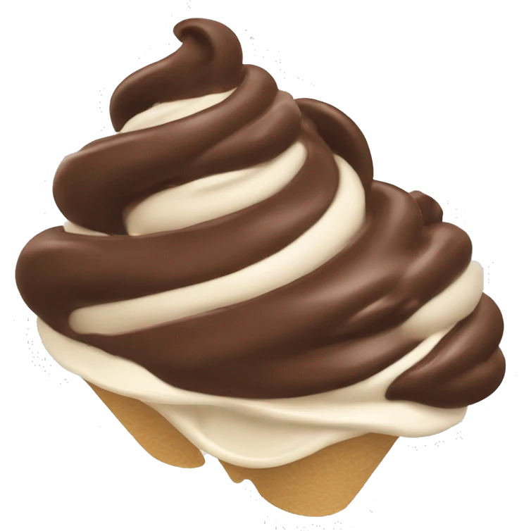 A big swirl of chocolate soft-serve once cream with flies buzzing around it emoji