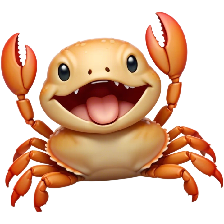 Cinematic Cute Yawning Baby Crab Portrait Emoji, Head tilted slightly with a dramatic, wide-open yawn, showcasing a petite, delicately armored body with gently drooping antennae and sleepy, half-closed eyes, Simplified yet irresistibly adorable features, highly detailed, glowing with a soft, cozy coastal glow, high shine, relaxed yet expressive, stylized with a dash of whimsical seaside charm, soft glowing outline, capturing the essence of a drowsy yet affectionate baby crab that appears ready to scuttle off for a nap! emoji