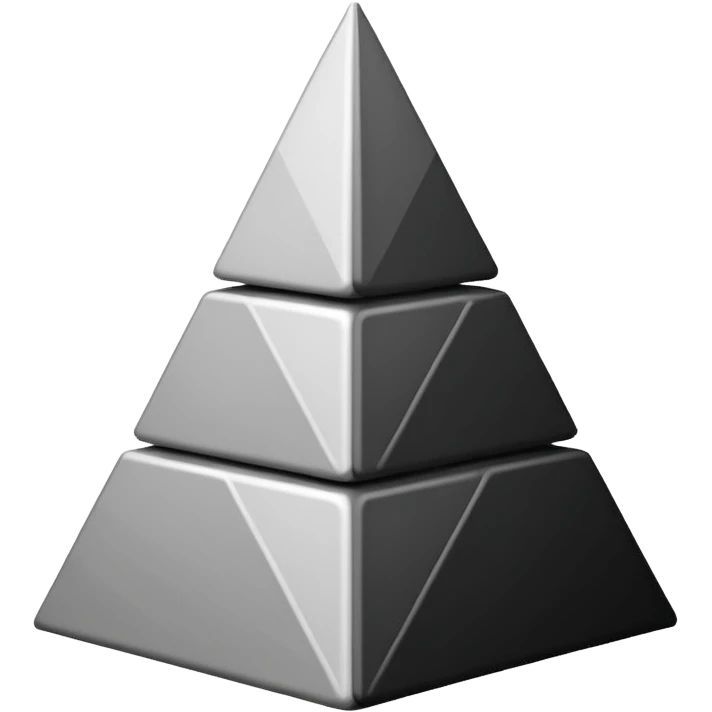 2D triangle with squares stacking up inside to demonstrate a social hierarchy (all black and white) emoji