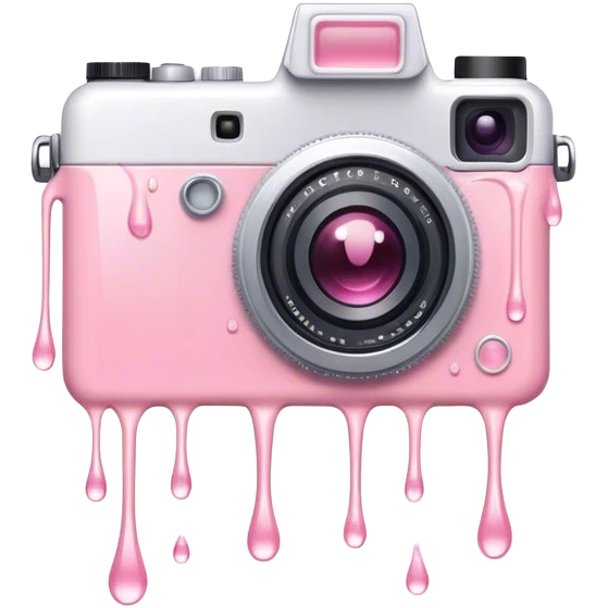 Light pink liquid dripping over a camera emoji