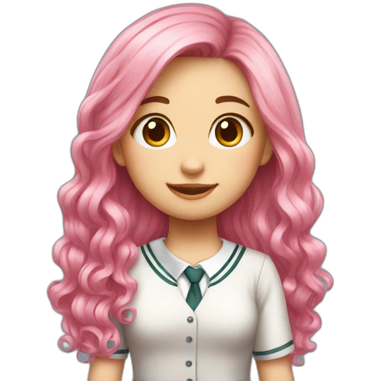 pink hair cute girl with school dress emoji