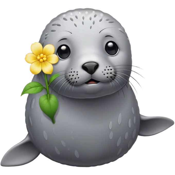 Grey Seal should not be fat on the beach with the flower pin on the head emoji