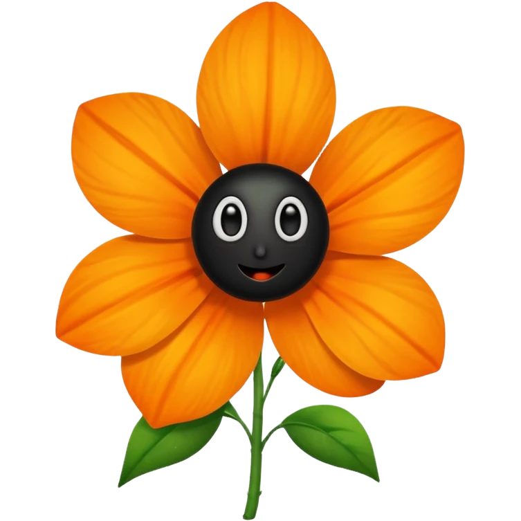Green stem, white bud with black cartoony face: ;p. And six heart shaped yellowish orange petals emoji
