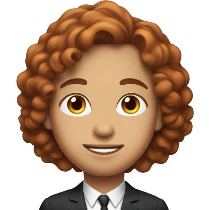 The image features a person with a rounded face, soft expression, long reddish-brown hair, and formal attire, conveying a composed and professional look.






 emoji