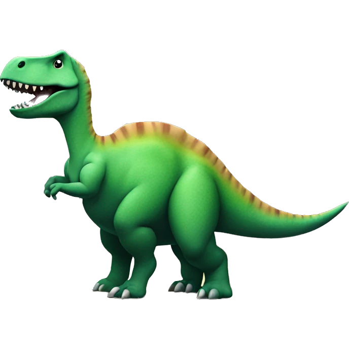 A dinosaur whose background is a colored cloud and there is grass on the ground and a mountain behind it emoji