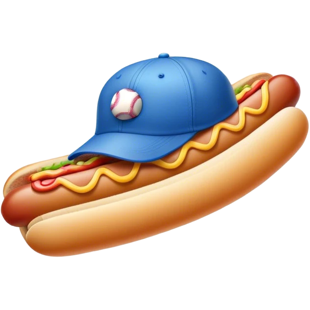 hot dog with blue baseball hat emoji
