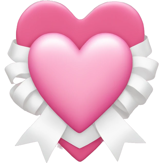 Pink hear with white ribbon around it emoji