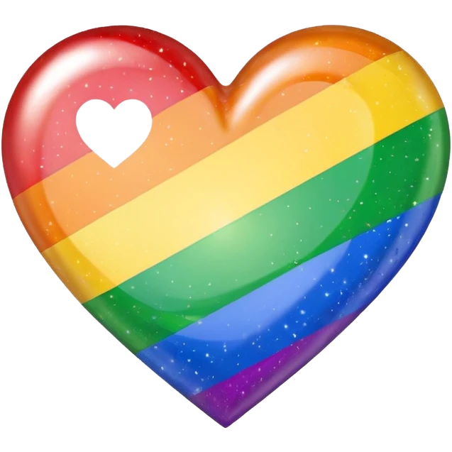 heart in gay pride flag colors rainbow red orange yellow green blue purple, sparkle effect, no text emoji