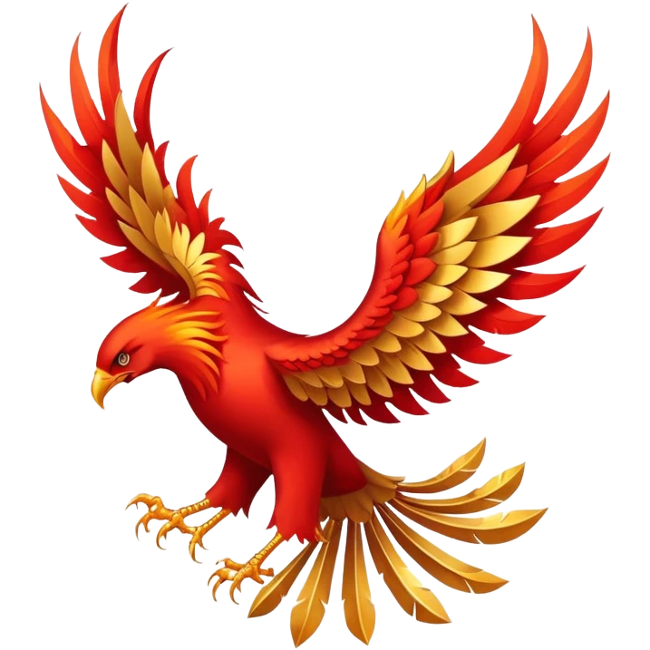 Red and gold rising phoenix, rebellion symbol from Morning Star emoji