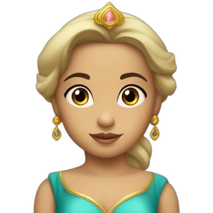 caucasian toddler face dressed as princess jasmine of alladin emoji