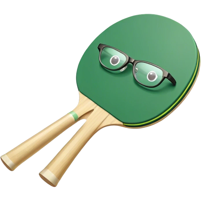 Green ping pong paddle with glasses emoji