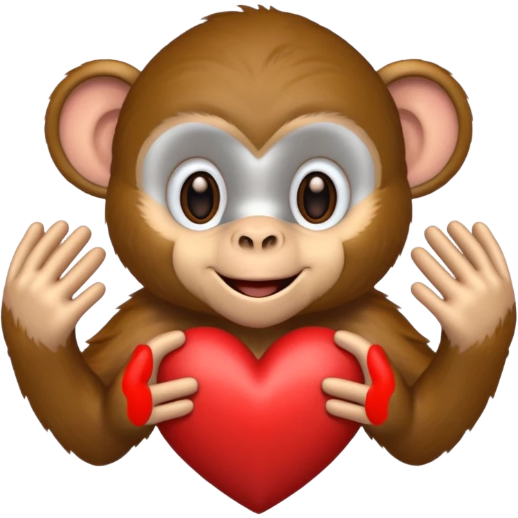 A monkey making a heart with hands emoji