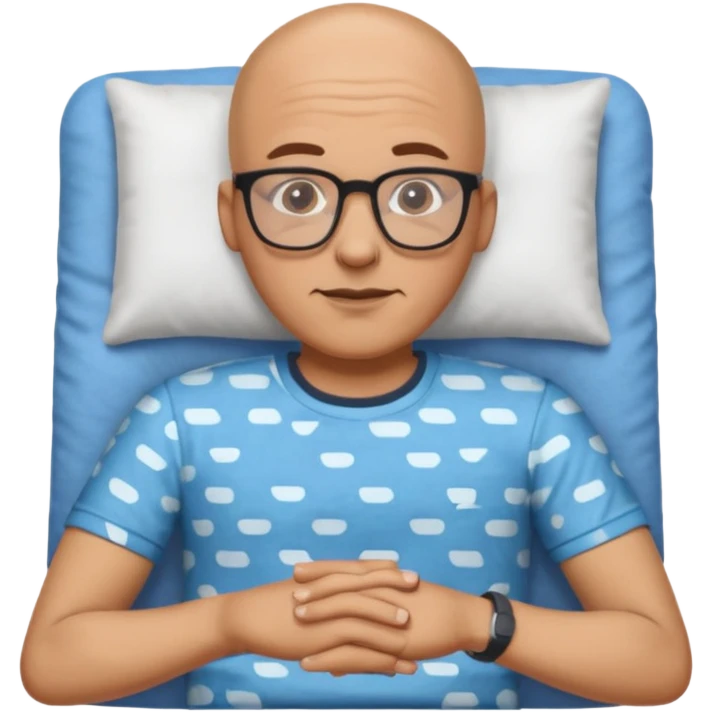 nap time laying down bald man with glasses with z emoji add shirt emoji