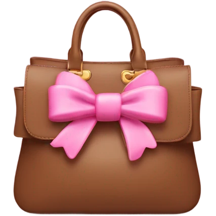 Brown miu miu bag with a pink bow emoji