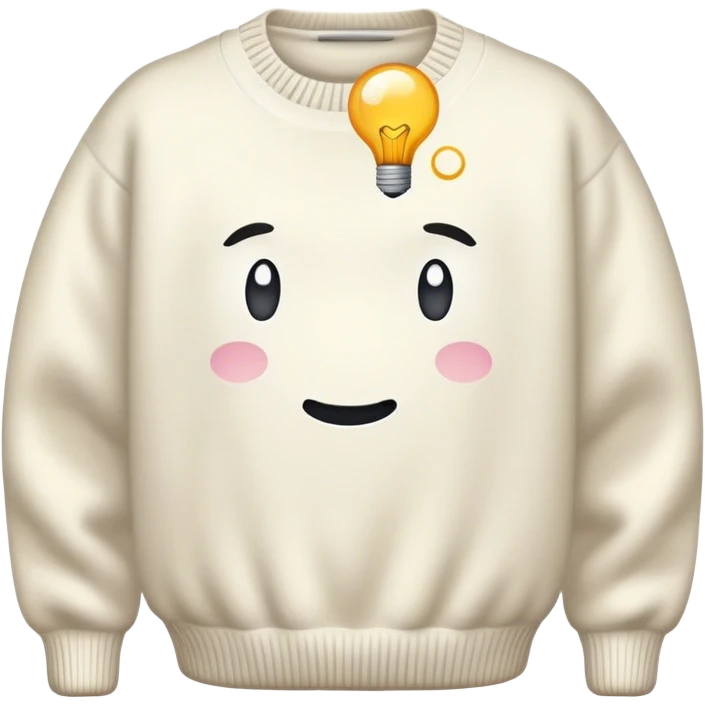  a white vintage sweater in a thinking bubble emoji