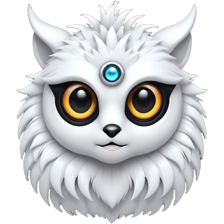  exotic futuristic modern white cyber-Fakémon-Digimon-Trico-creature emoji