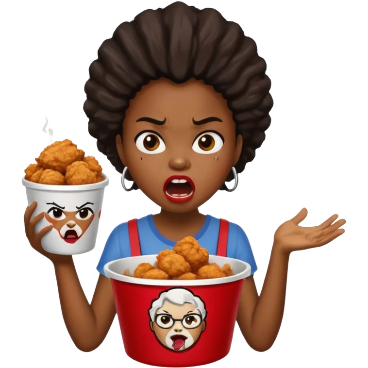tsion angry black girl ragebait fat running 100 kfc chicken dirty mouth angry bad word emoji