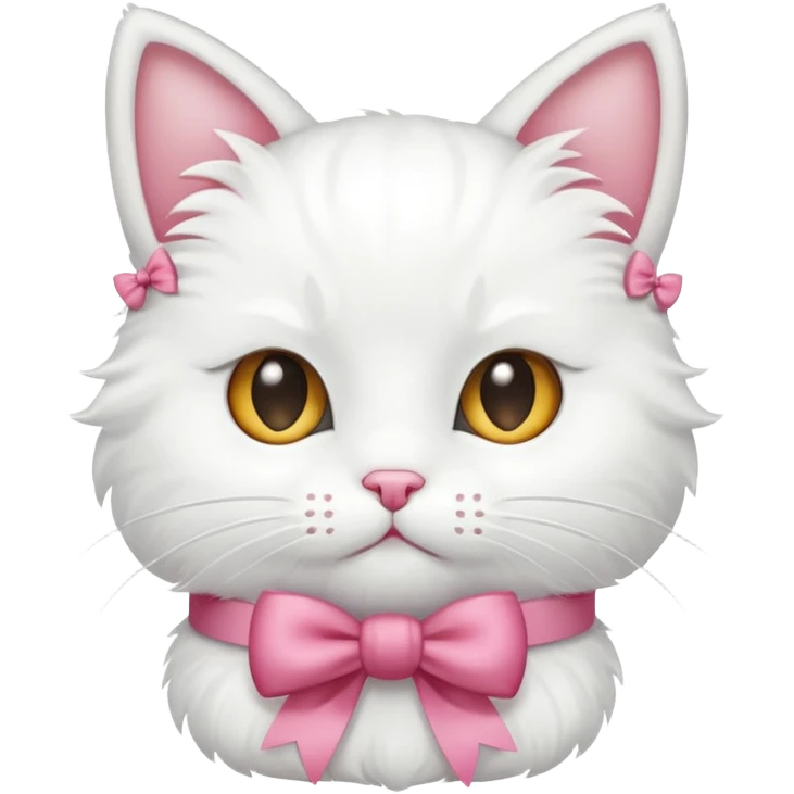 White cat with bow emoji