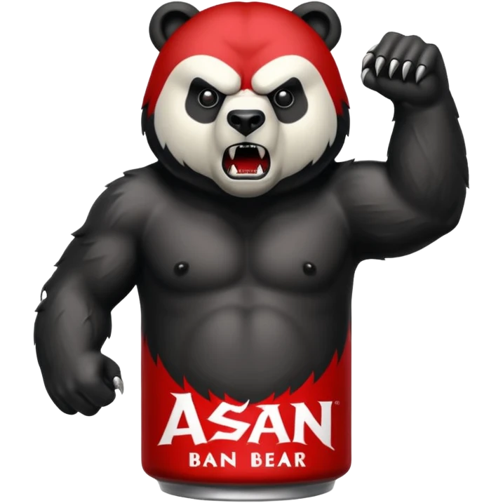 an adult energy drink with picture of a angry face bear and ASAN written on it emoji