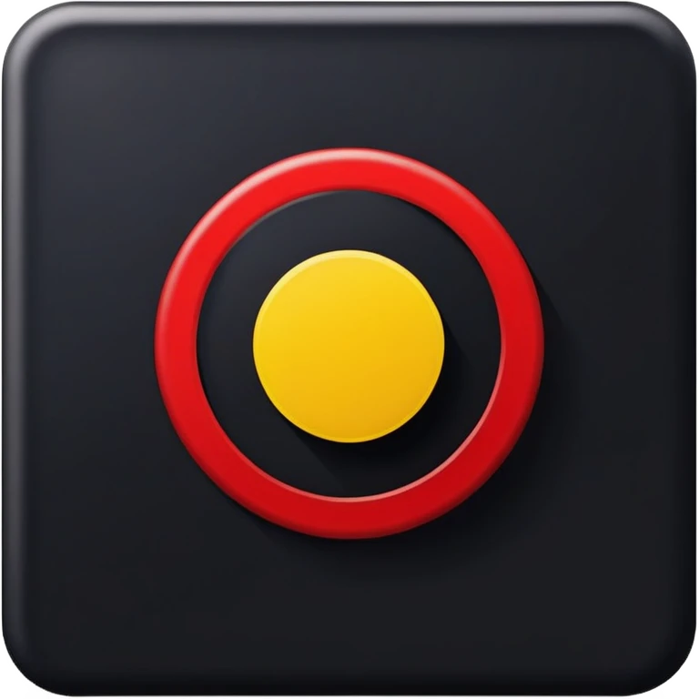 A black and red rectangle with a medium sized yellow circle in the middle emoji
