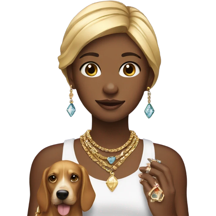 girl with dog and jewelry emoji