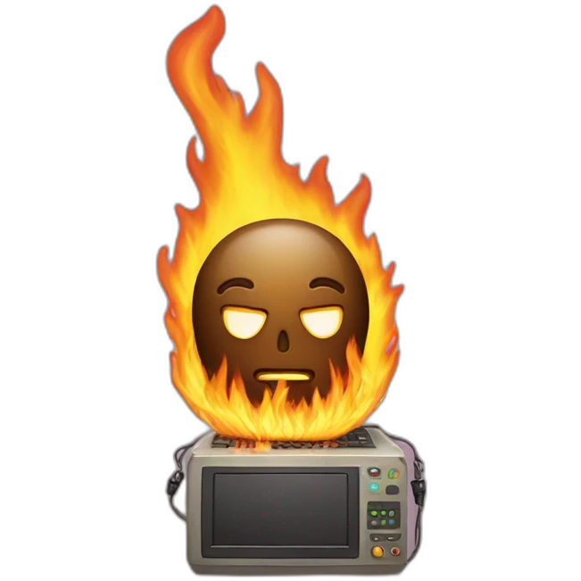 computer burning man extenguishing emoji