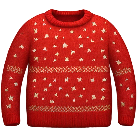 Knit red sweater with star patterned emoji