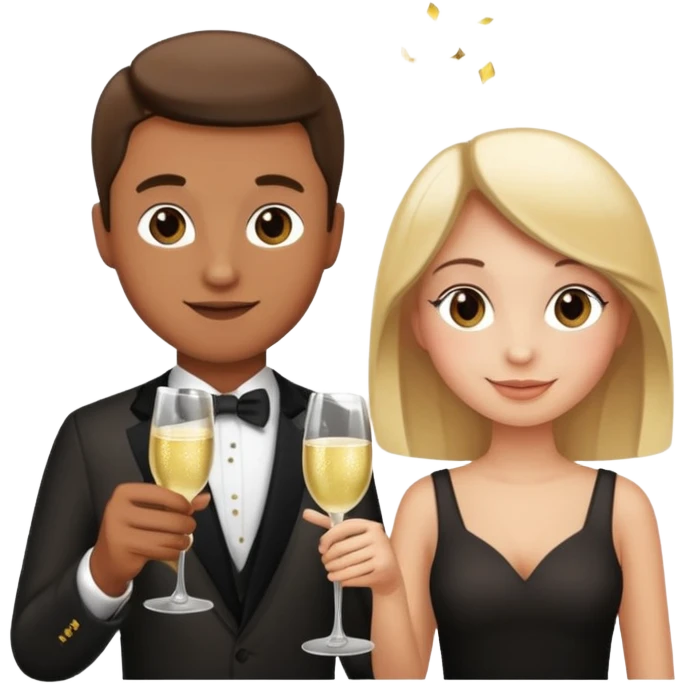 man and girl holding sparkling wine glasses, celebration emoji