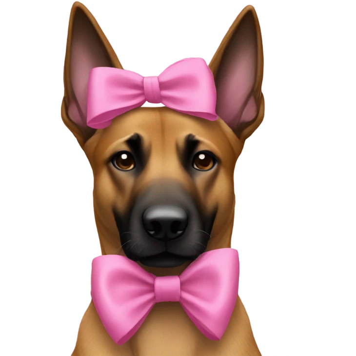 Belgian malinois dog with pink bow on head emoji