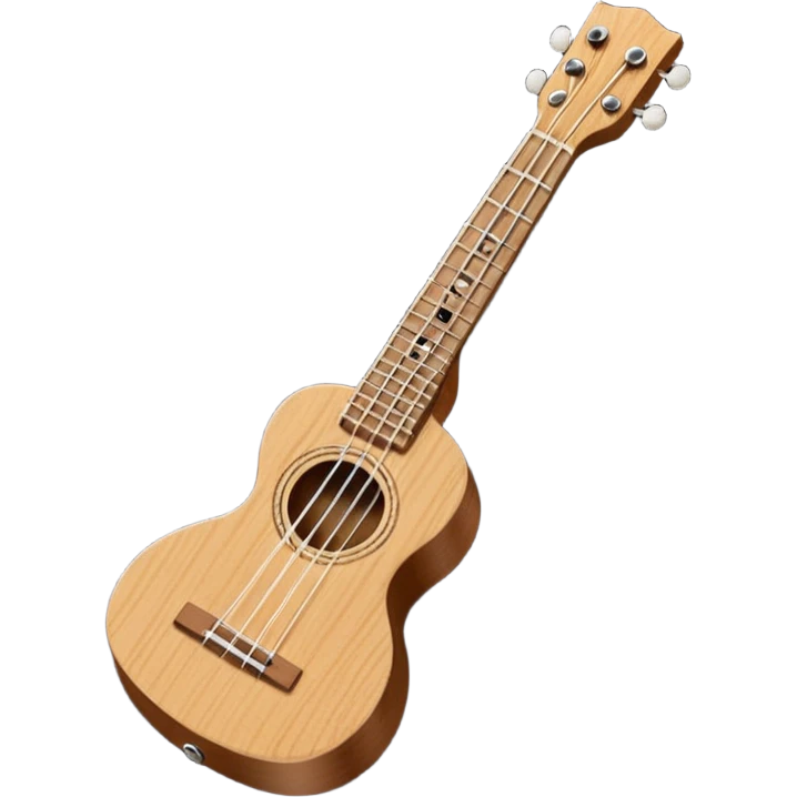 Minimalistic flat vector icon, iOS style, thin black contour on white background. Small ukulele guitar with four strings. Clean, no text, no shadows emoji