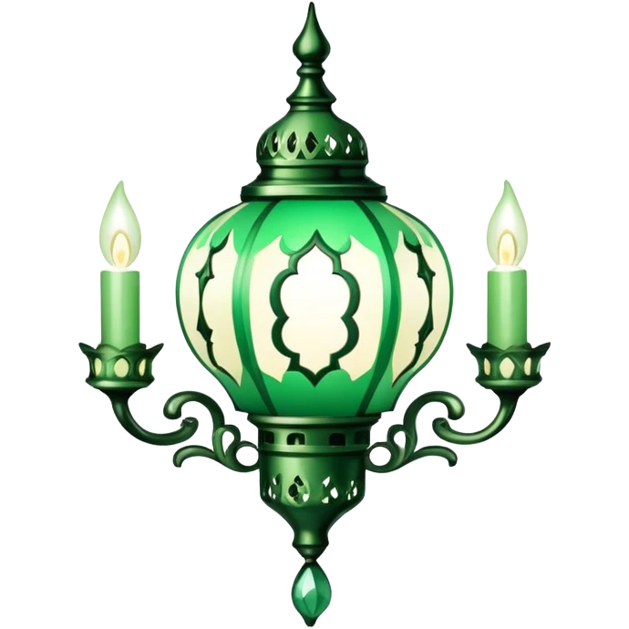Rococo vintage style green white Ramadan lights emoji