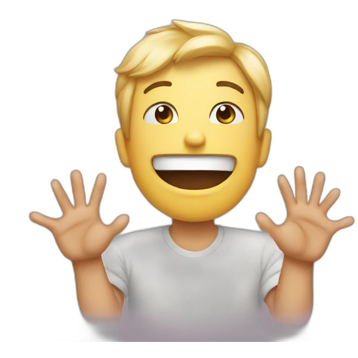 Emoji face hands up smirk emoji