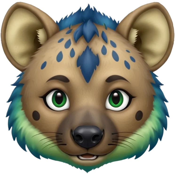 blue and green ombre hyena face emoji
