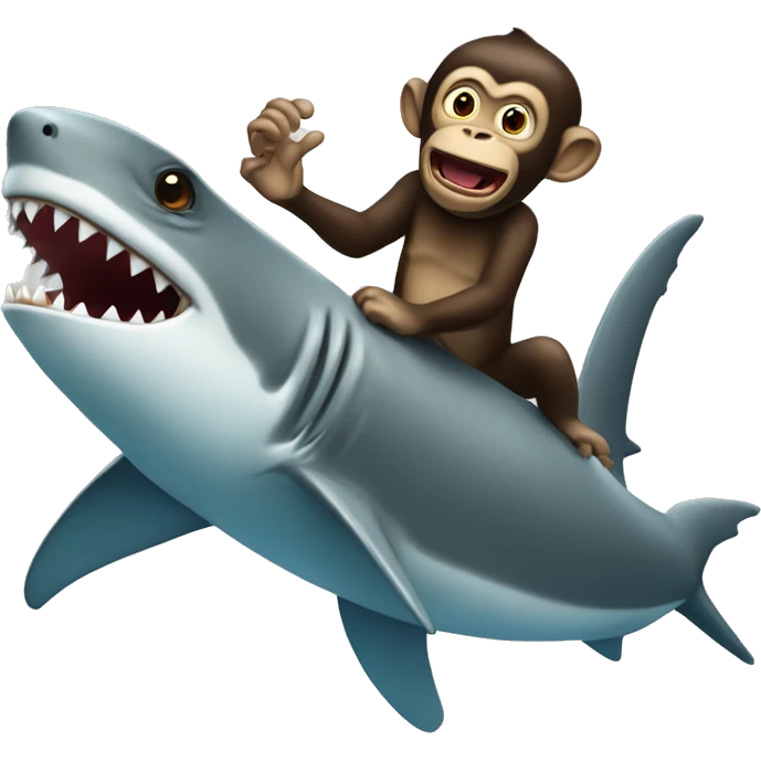 stinky monkey riding a shark emoji